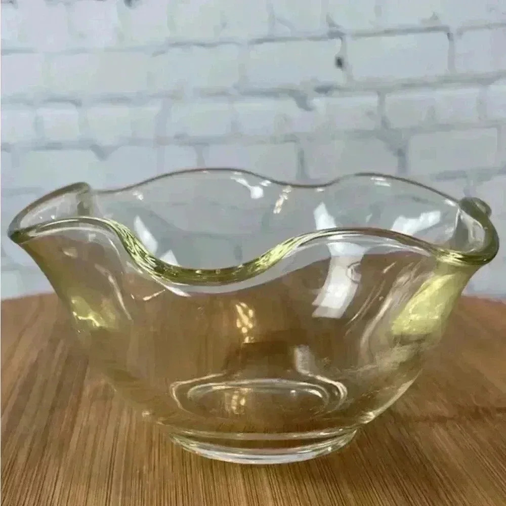 Flower‎ Shape Yellow Vintage Bowl MCM Boho Fruit  Dish Unique Salad Coquette